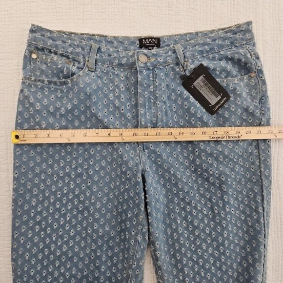 Boohoo Man Distressed Pull Texture Skate Jeans Men's 36x32 NEW Relaxed Fit NWT - Picture 14 of 16